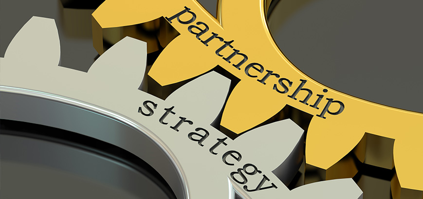 Strategy Partnership concept on the gearwheels